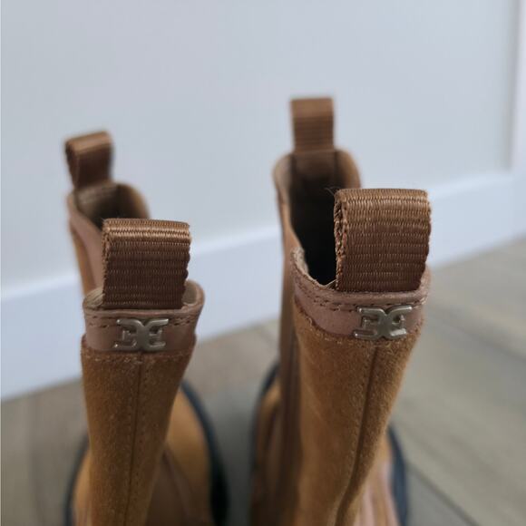 Sam Edelman Lulia Nubuck Lug-Sole Camel Brown/Black Boots Women Sz 8 M NWOT - Picture 9 of 16